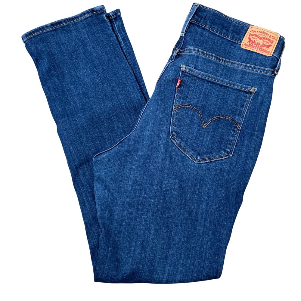 Levi's 724 High Rise Straight Denim Blue Jeans (32x30) Classic Clean Dark Wash